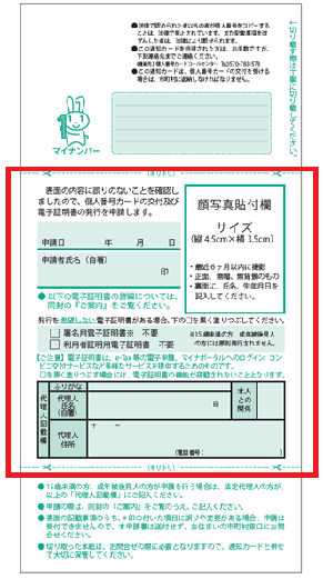 写真:マイナンバーカード申請書見本(裏)