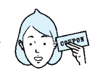 イラスト：クーポン券を持った女性