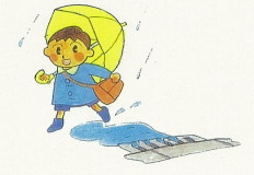 イラスト：傘をさす子供