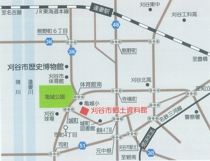 地図:郷土資料館周辺の略地図