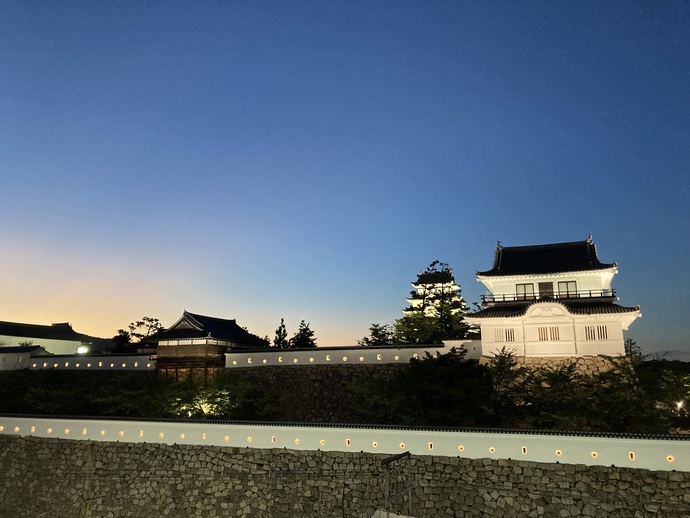 写真:ライトアップされた福山城