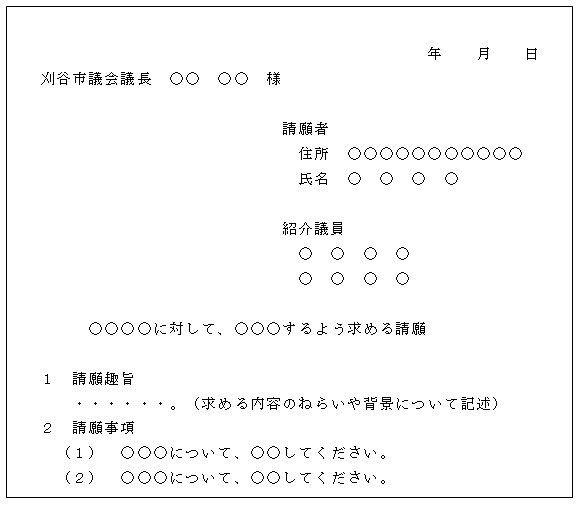 請願書様式（例）