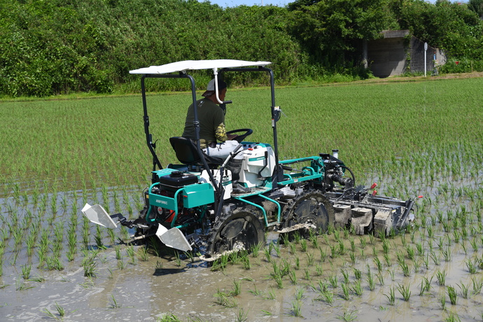 乗用型除草機の披露