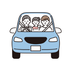 車でお出かけする家族のイラスト